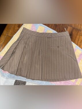 Zara Brown Pinstripe A-Line Skirt